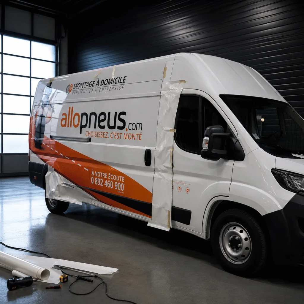 Semi-covering publicitaire sur Fiat Ducato Allopneus réalisé par ADA Signalétique à Clermont-Ferrand