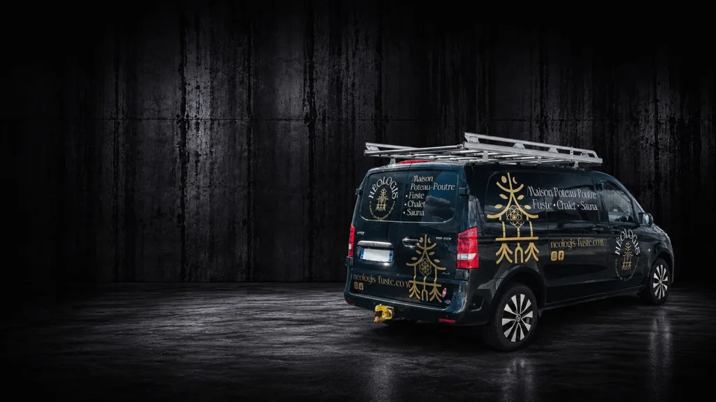 Marquage publicitaire Mercedes Vito Néologis Fuste réalisé par ADA Signalétique à Clermont-Ferrand